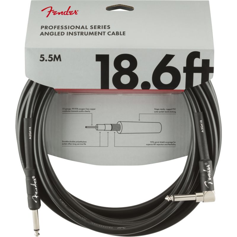 Fender Professional Düz/L Uçlu 5m Siyah Enstrüman Kablosu 1