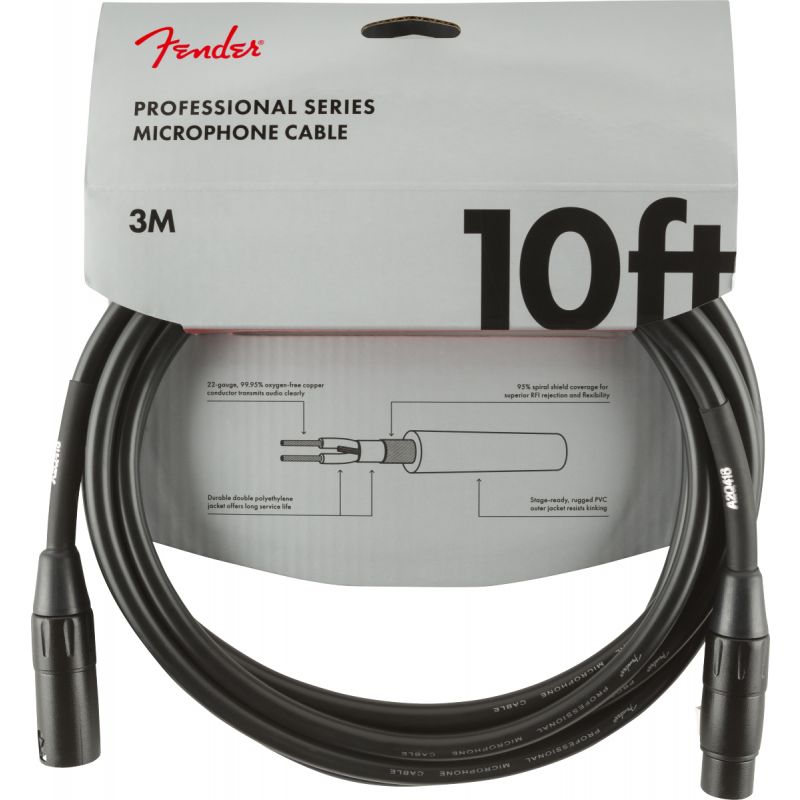 Fender Professional 3m Siyah Mikrofon Kablosu 1