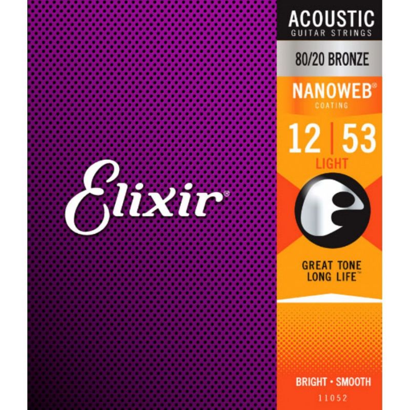 Elixir 11052 Nanoweb 80/20 Bronze Akustik Gitar Teli (12-53) 1