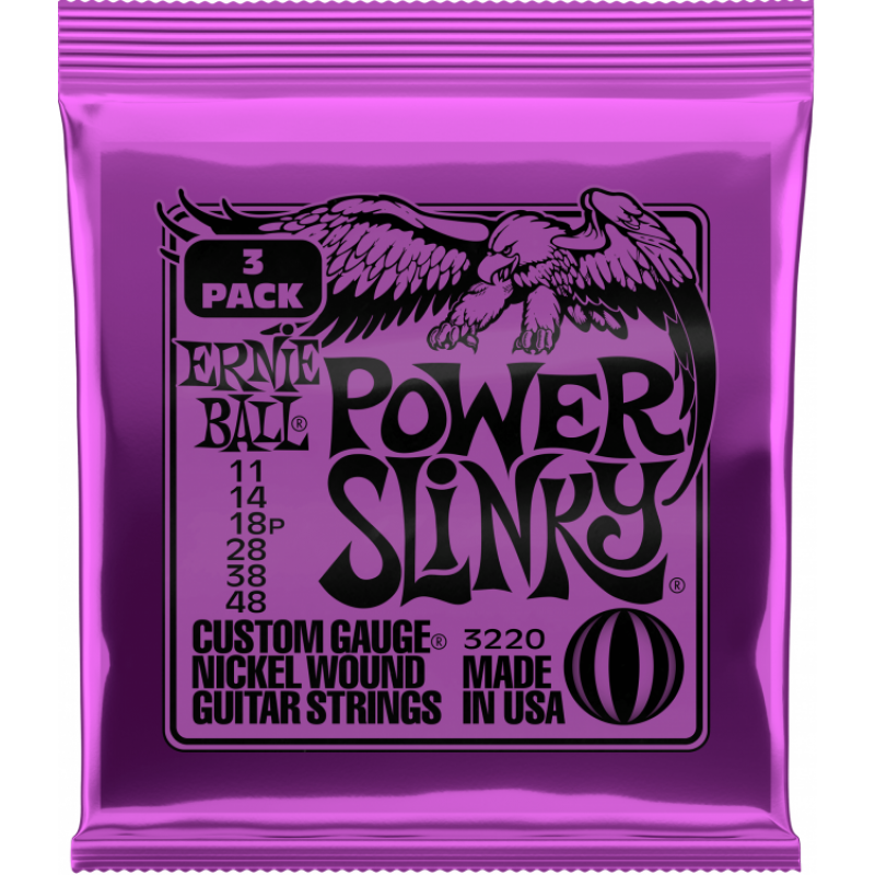 Ernieball P03220 POWER SLINKY Elektro Gitar Tel Seti (3lü Paket) 1