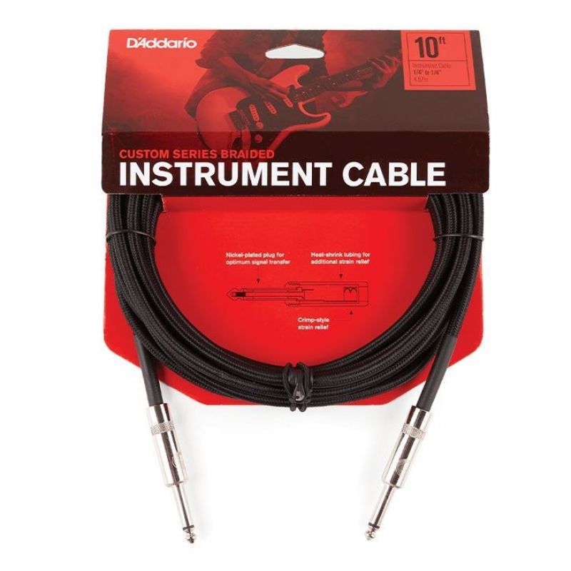 DAddario PW-BG-10BK Custom Series Braided Instrument Cable Enstrüman Kablosu (3 mt) 1