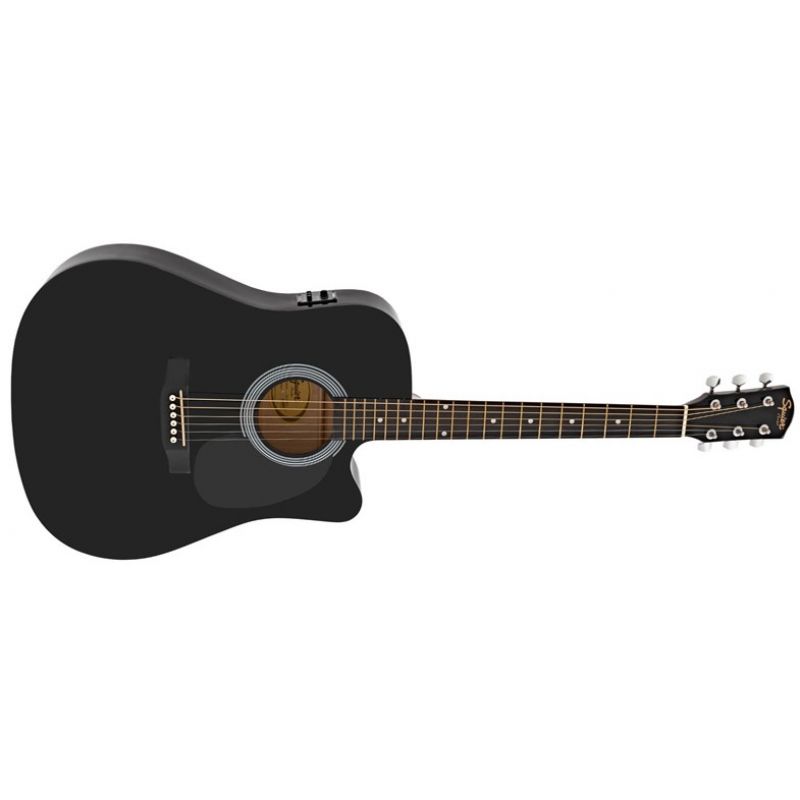 Squier SA-105CE Dreadnought Cutaway Black Elektro Akustik Gitar 1