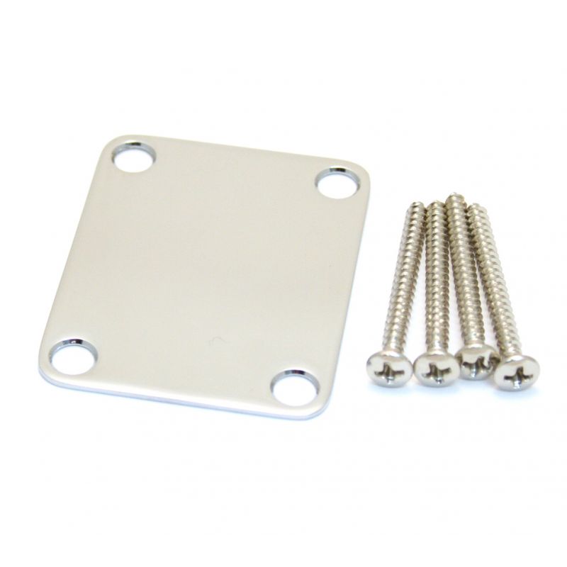 Fender 4-Bolt Vintage-Style Neck Plate Plain No Serial Number or Logo Chrome Gitar Yedek Parça 1