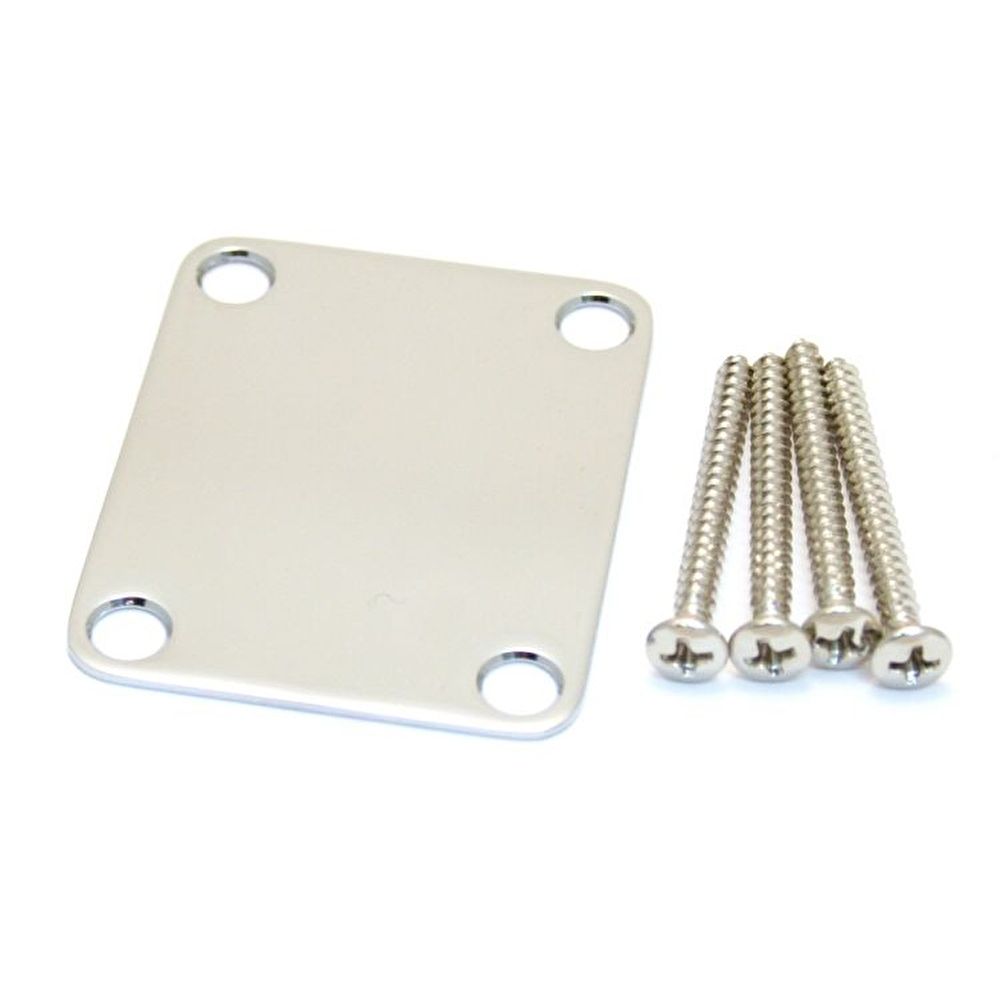 Fender 4-Bolt Vintage-Style Neck Plate Plain No Serial Number or Logo Chrome Gitar Yedek Parça 2