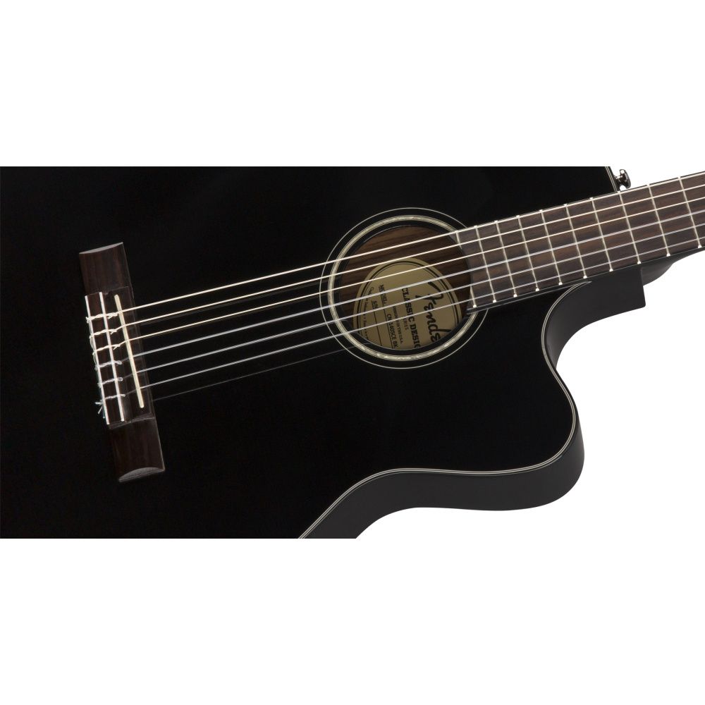 Fender CN-140SCE Nylon Thinline Black Elektro Klasik Gitar 5