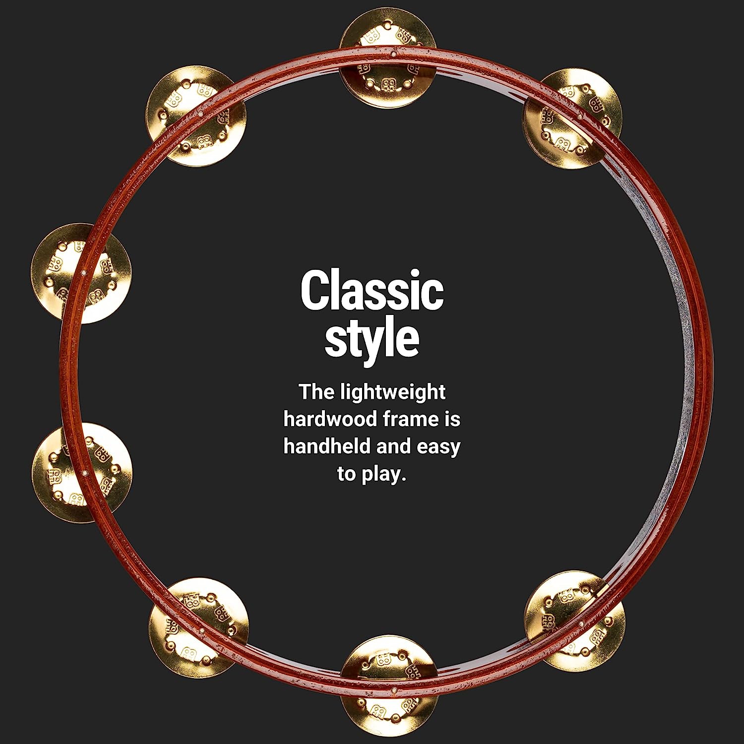 Meinl Wood Brass Jingle Hand Tamburin (Antique Brown) 3