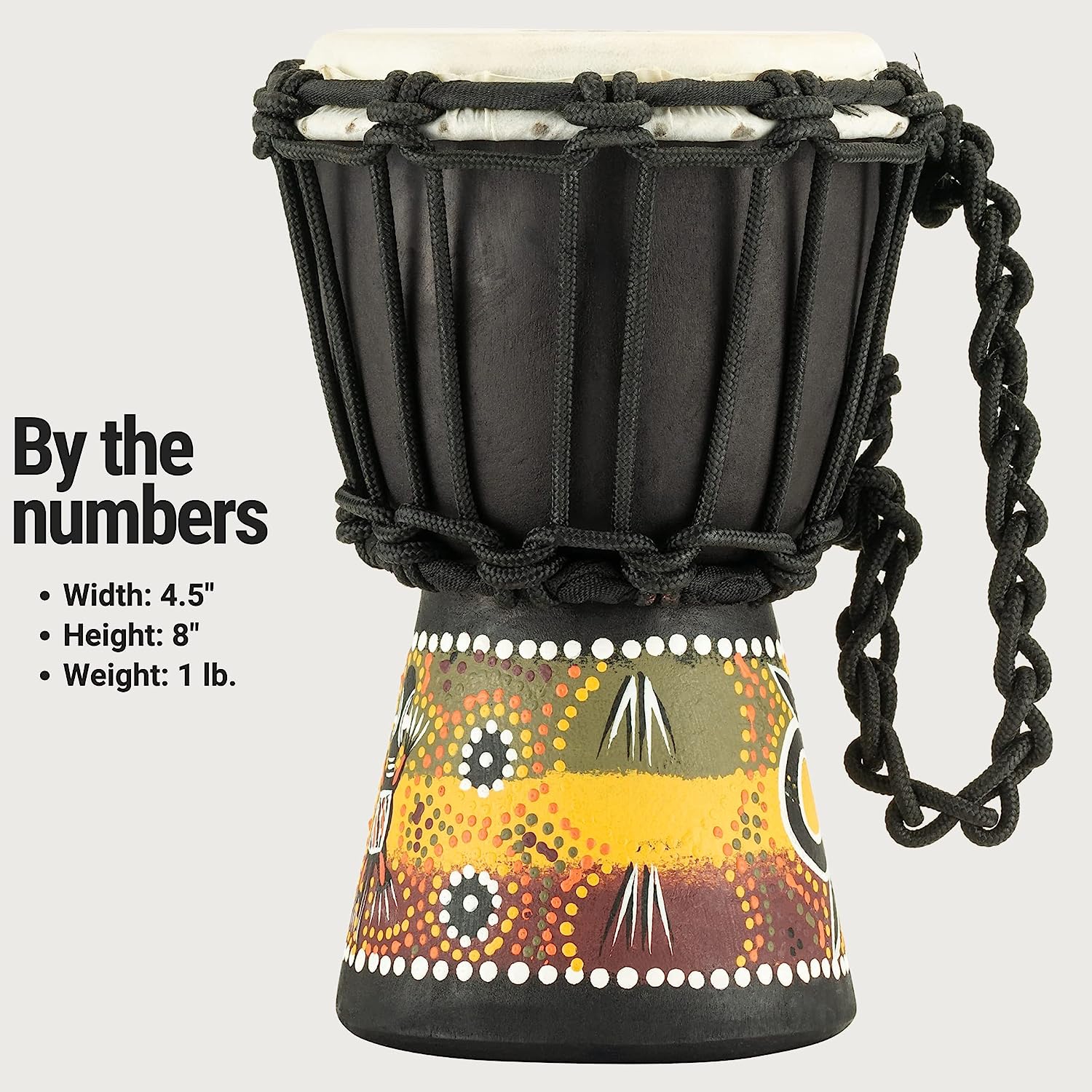 Meinl HDJ7-XXS African Style XX-Small Djembe (Black Gecko Design) 3
