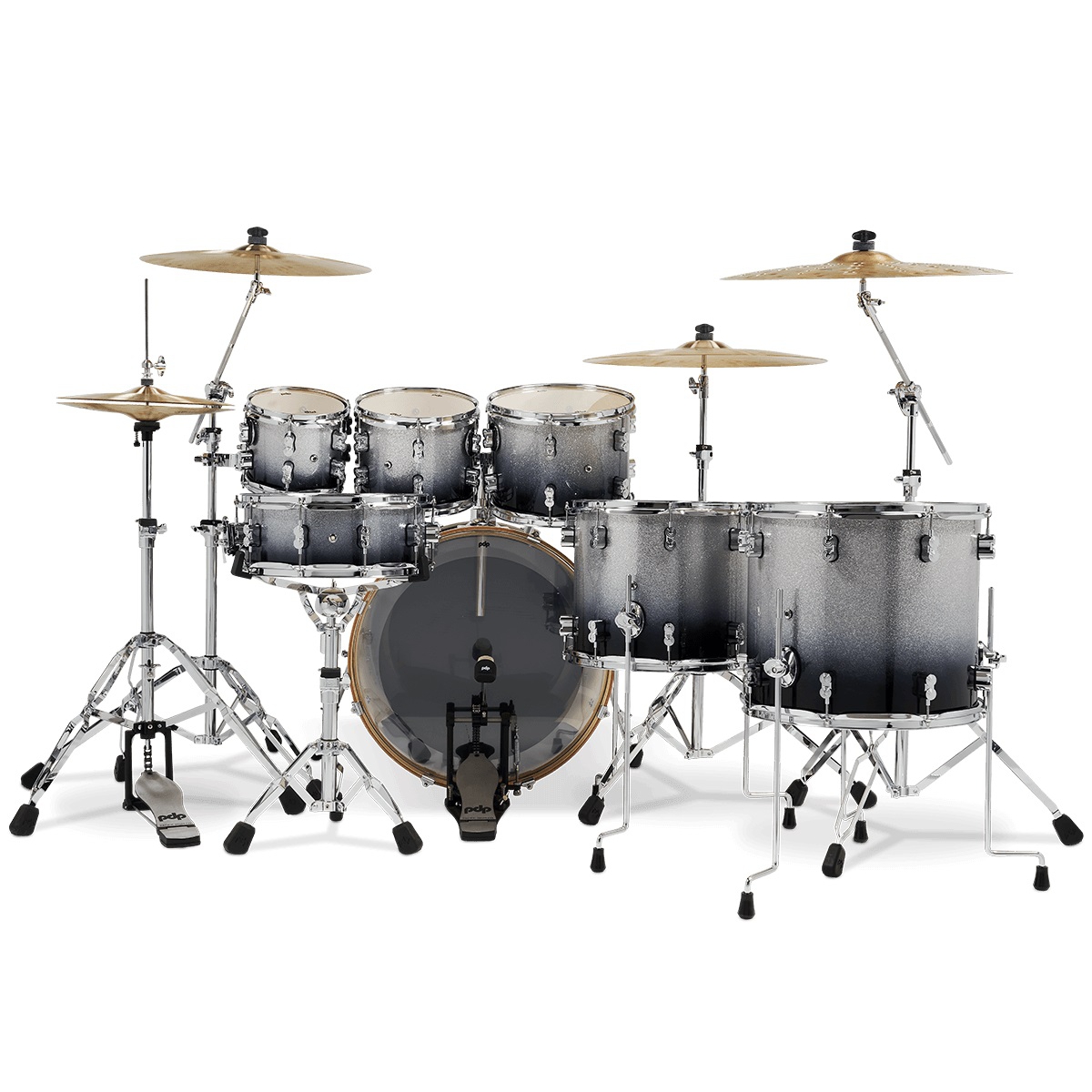 PDP Drums Concept Akçaağaç 7-Parça 22" Akustik Davul (Silver - Black Sparkle Fade) 3