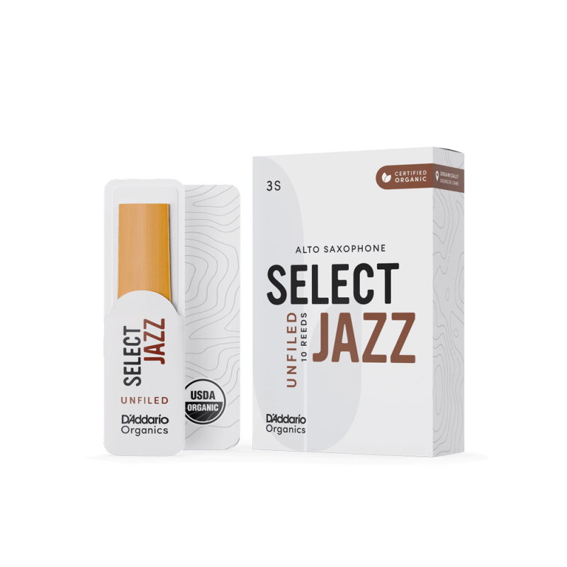 D\'Addario Woodwinds Organic Select Jazz Unfiled Alto Saksafon Kamışı No:3 Soft 1