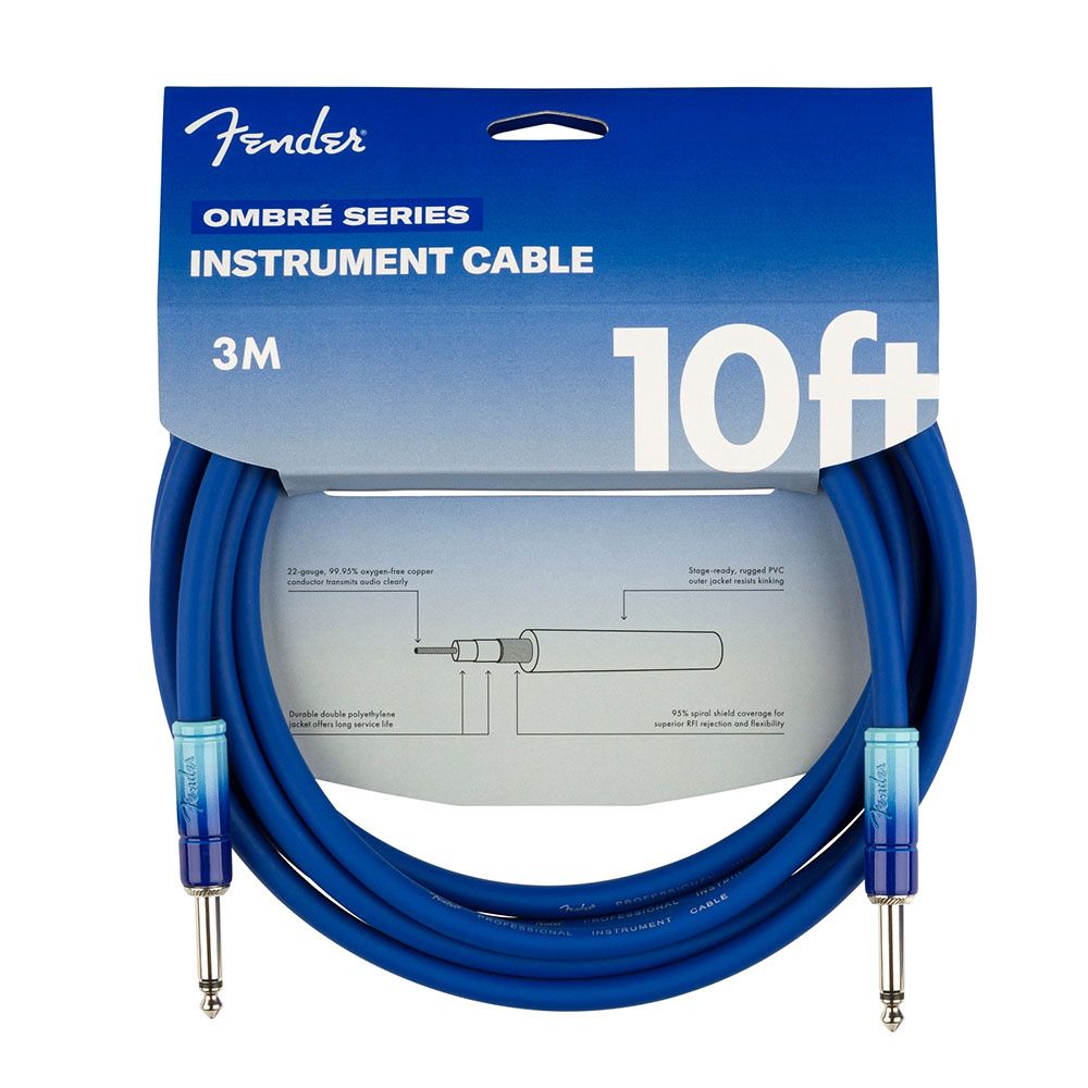 Fender Ombré Düz/Düz Uçlu 3m Belair Mavi Enstrüman Kablosu 2