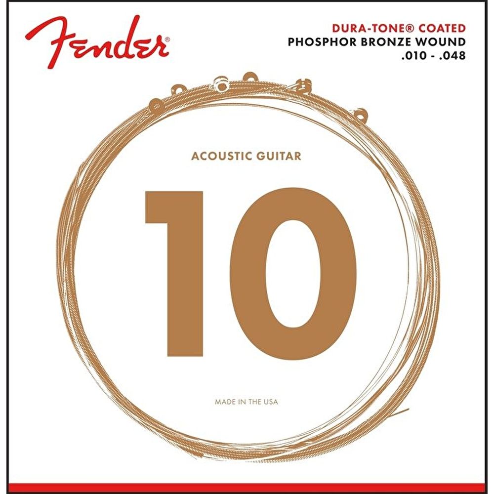 Fender 860XL Phosphor Bronze Dura Tone Coated 10-48 Akustik Gitar Teli 1