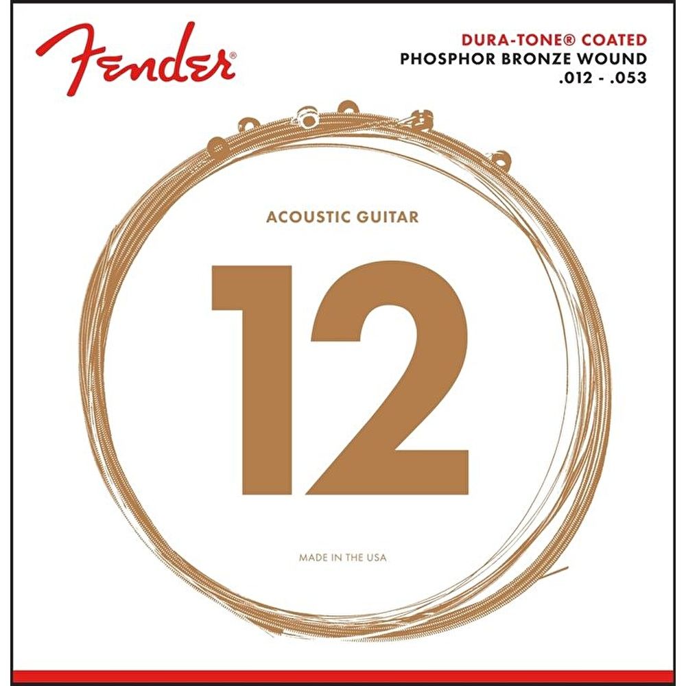 Fender 860L Phosphor Bronze Dura-Tone Coated 12-53 Akustik Gitar Teli 1