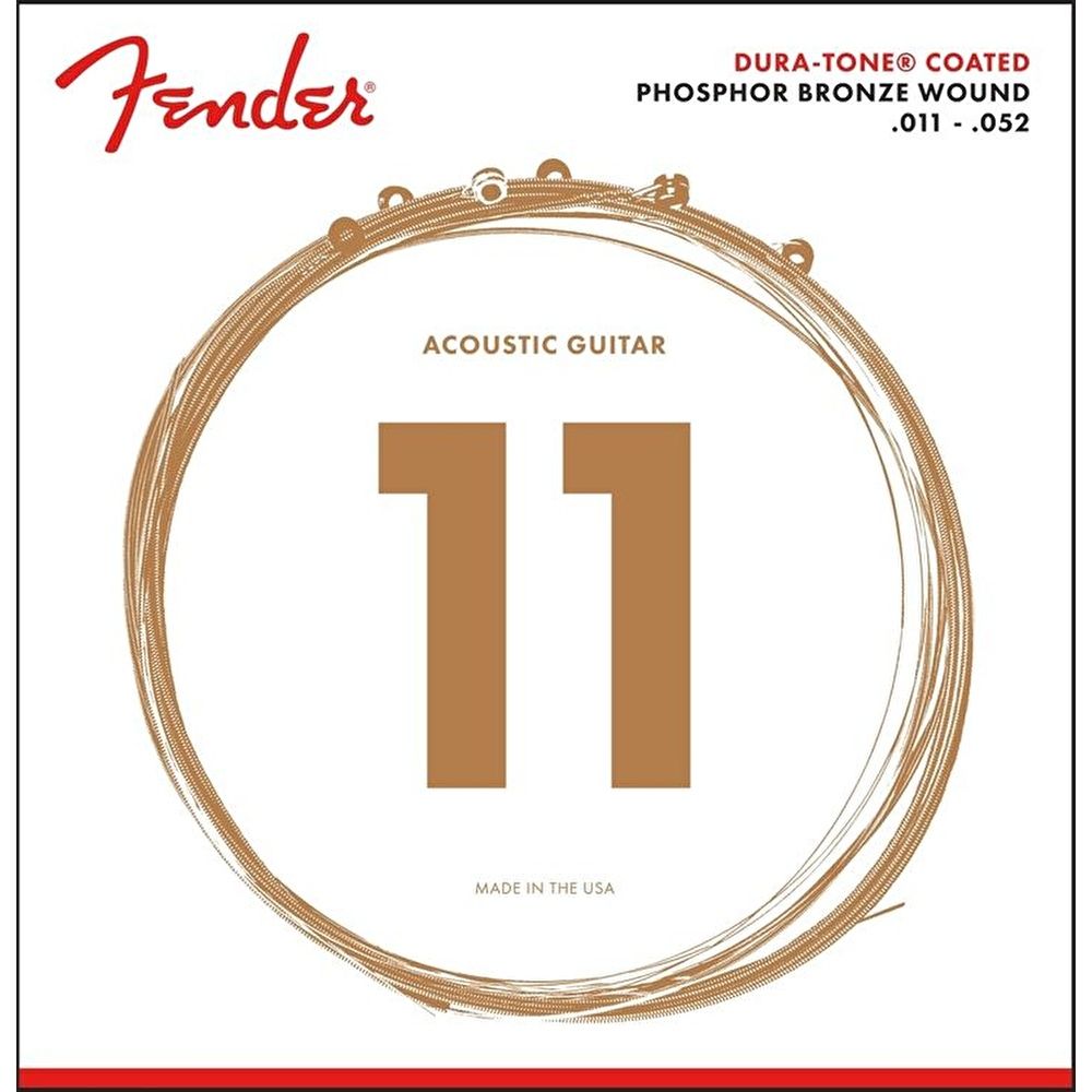 Fender 860CL Phosphor Bronze Dura-Tone Coated 11-52 Akustik Gitar Teli 1