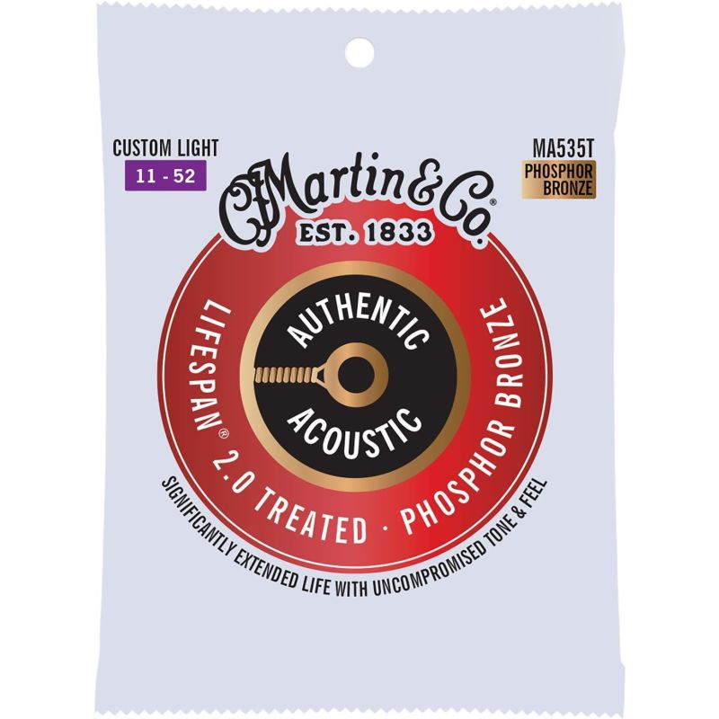 Martin Co MA535T SP Lifespan 2.0 Treated Akustik Gitar Teli Custom Light 11-52* 1