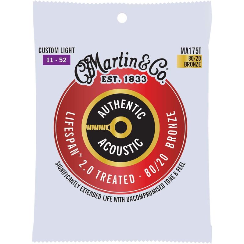 Martin Co MA175T SP Lifespan Treated Akustik Gitar Teli Custom Light 11-52 1