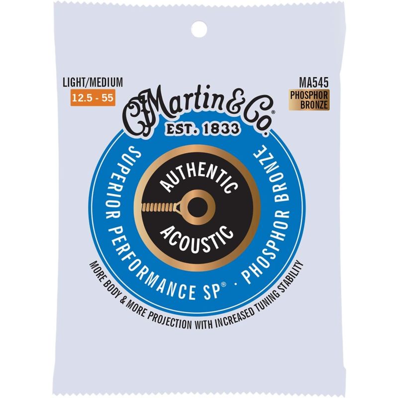 Martin Co MA545 SP Phosphor Bronze Akustik Gitar Telleri (Light Medium 12.5-55) 1