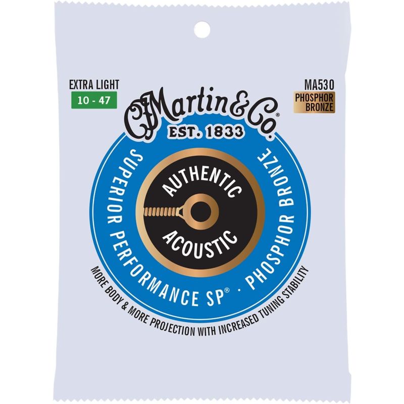 Martin Co MA530 SP Phosphor Bronze Akustik Gitar Telleri (Ultra Light 10-47) 1