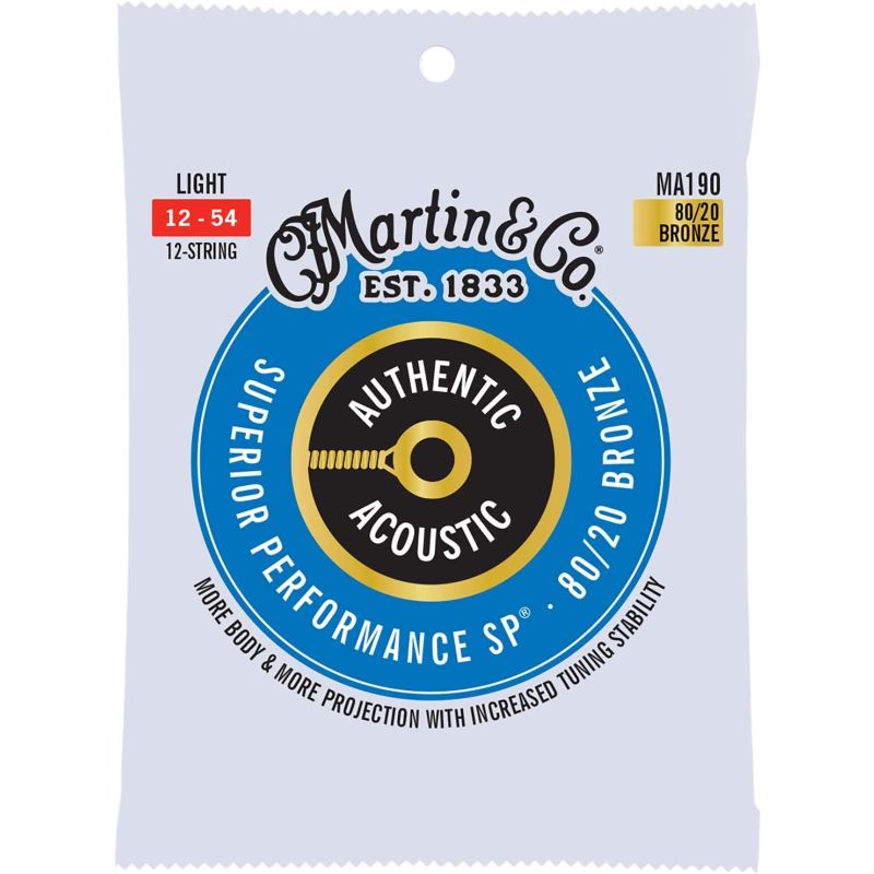 Martin Co MA190 SP 80/20 Bronze 12-Telli Akustik Gitar Teli (Light 12-54) 1