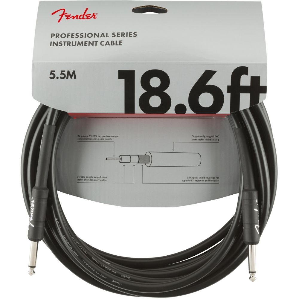 Fender Professional Kill Switch Düz/L Uçlu 5,5m Enstrüman Kablosu 1
