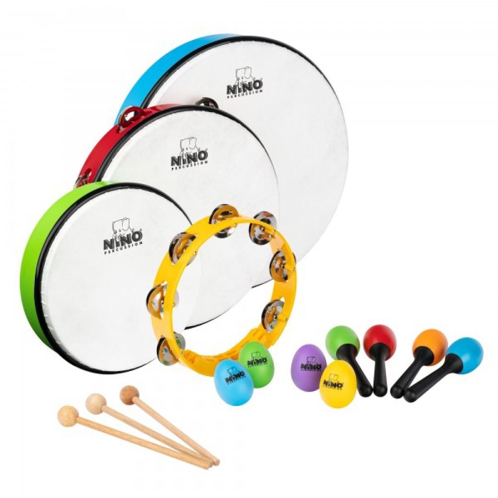 Nino NINOSET9 Kids Mixed Rhythm Set (Maracas, 4 Egg-shaker, 2 Hand Drums, Tambourine, headed Tambourine) 1