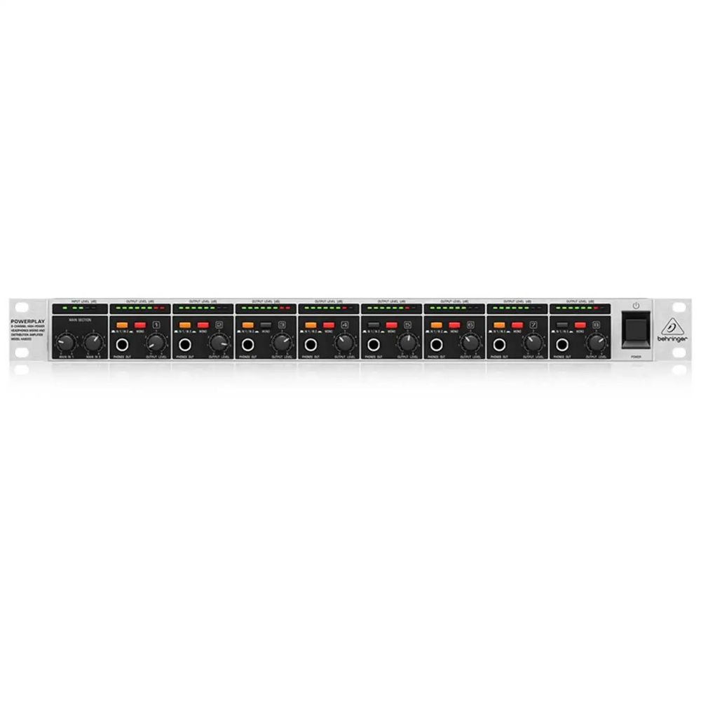 BEHRINGER POWERPLAY HA8000 V2 8-Kanal Yüksek Çıkışlı Kulaklık Mix ve Dağıtım Amfisi 1