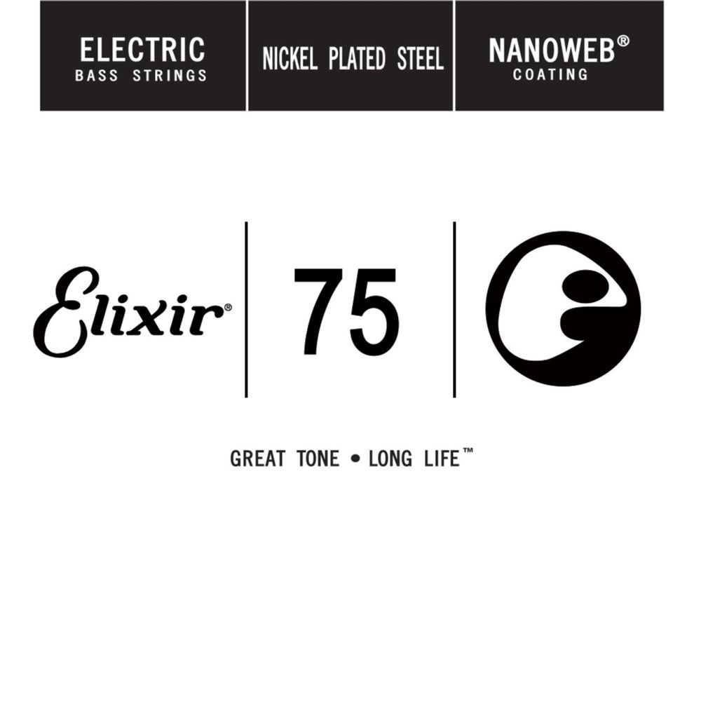 Elixir NANOWEB Coating Long Scale Tek Bas Gitar Teki (.075) 1
