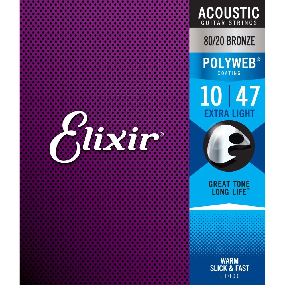 Elixir 11000 Polyweb Bronze  Extra Light Akustik Gitar Teli (.010-.047) 1