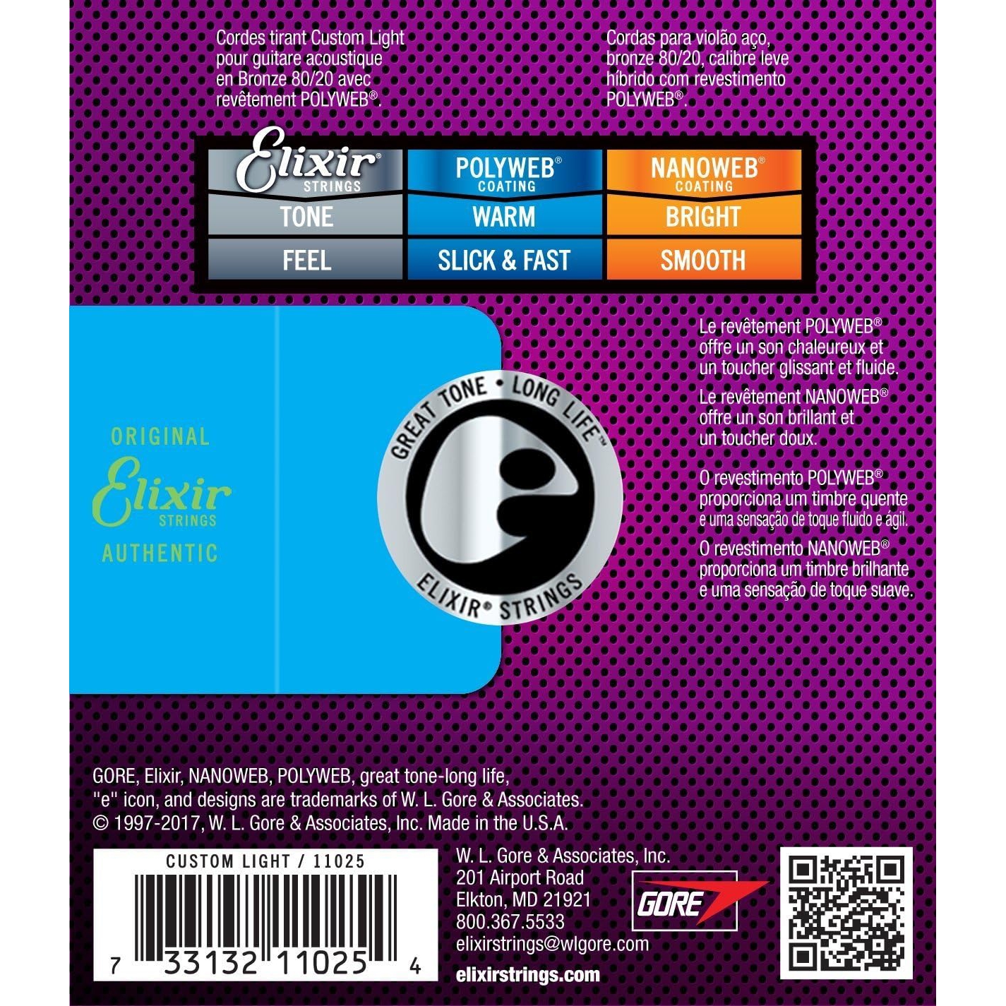 Elixir 11025 Polyweb Bronze Custom Light Akustik Gitar Teli (.011-.052) 3