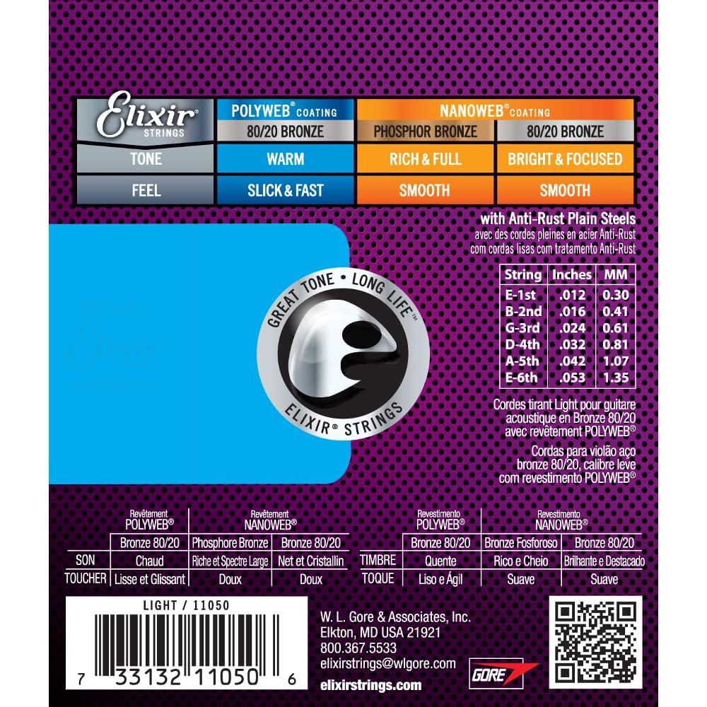 Elixir 11050 Polyweb Bronze Light Akustik Gitar Teli (.012-.053) 4