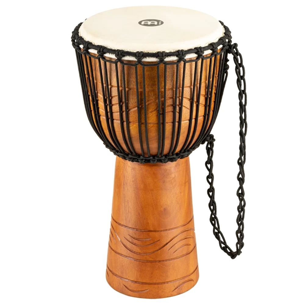 Meinl ADJ2-M+BAG African Style Rope Tuned Series Medium 10" Djembe (Brown) 1