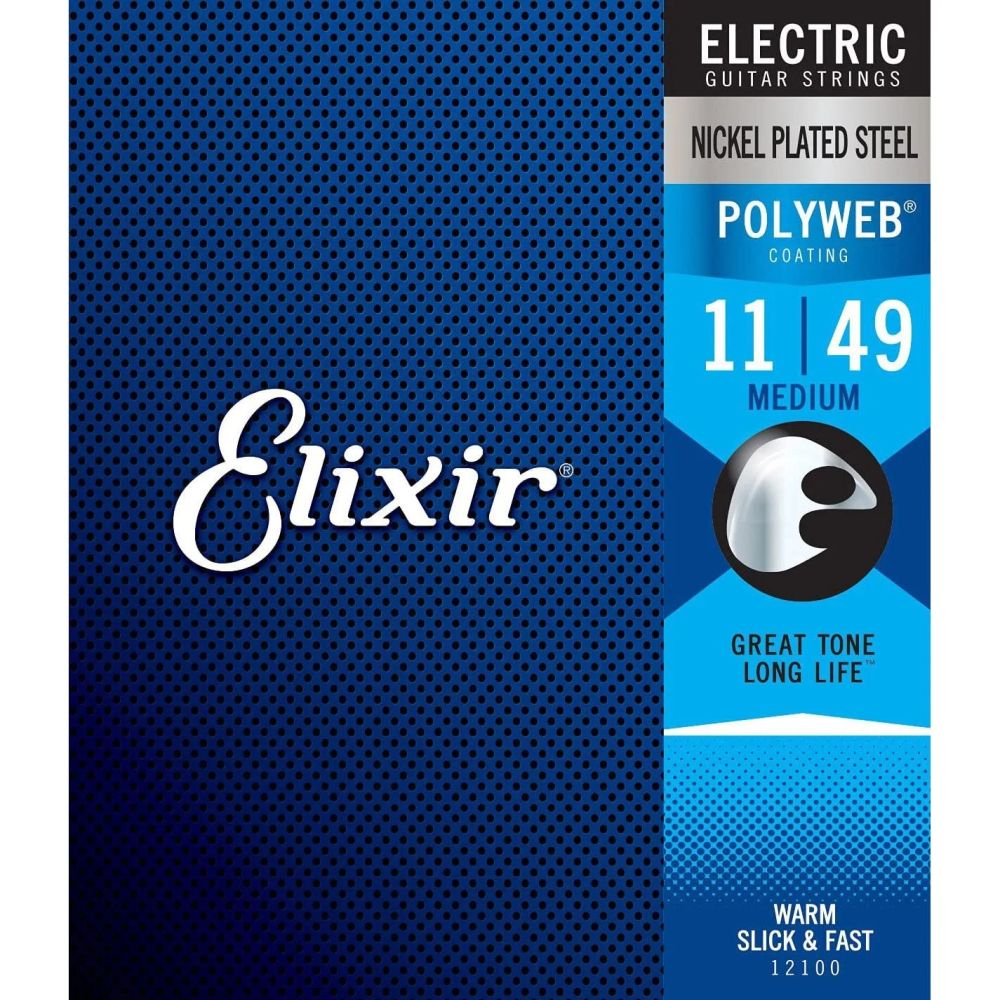 Elixir 12100 Nickel Polyweb Medium Elektro Gitar Teli (11-49) 1