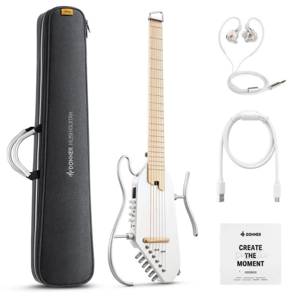 Donner Hush-i Pro Elektro Akustik Gitar (Beyaz) 2