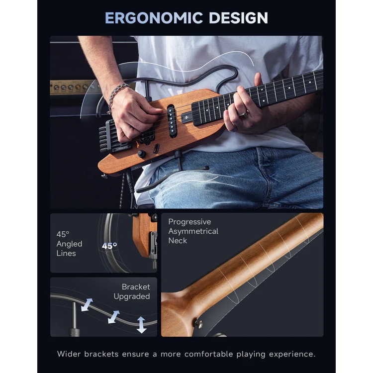 Donner HUSH-X Headless Traveller Elektro Gitar Seti (Natural) 2