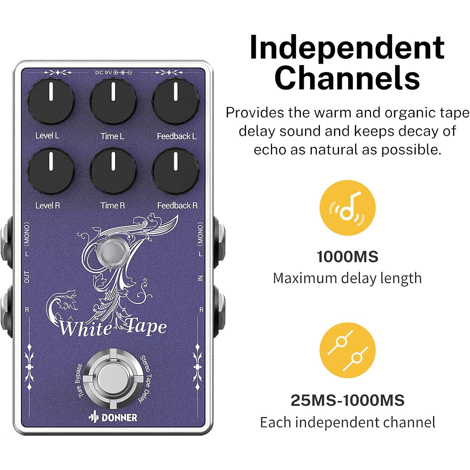 Donner Versatility Delay Pedal Time Effect Pedalı (Synthesizer/Gitar/Drum Machine Uyumlu) 2