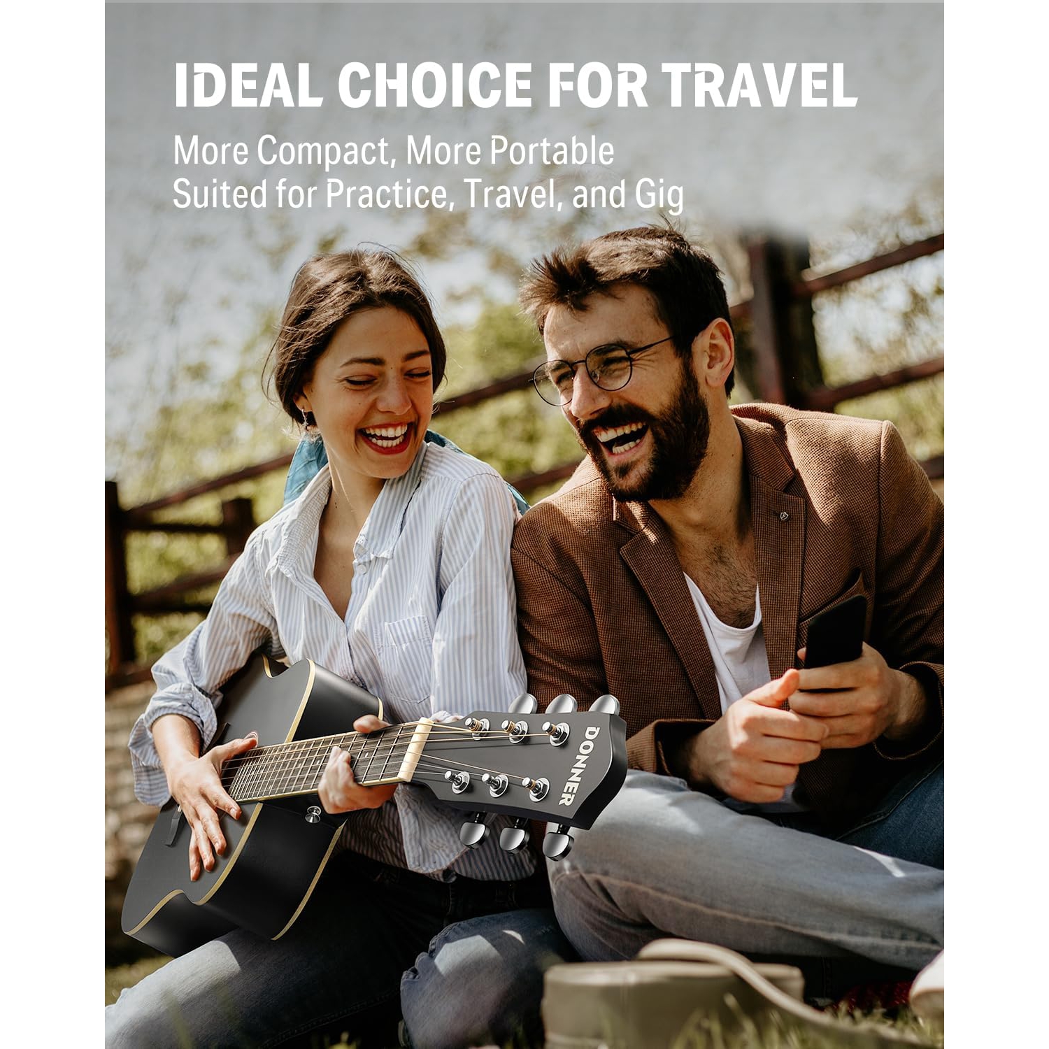 Donner DAT-110D Dreadnought Travel Akustik Gitar Seti (Siyah) 5