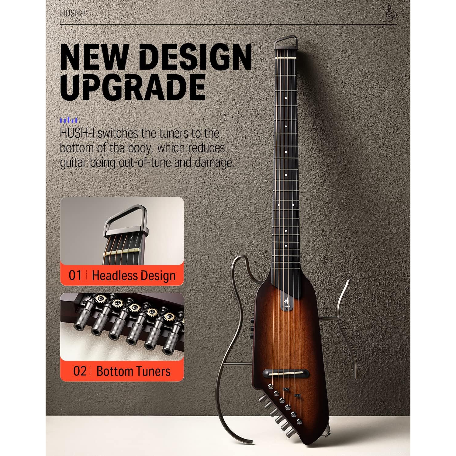 Donner HUSH-I Silent Gitar (Sunburst ) 2
