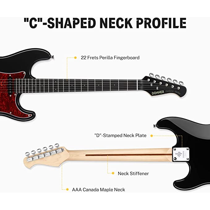 Donner Designer Series DST-200P Elektro Gitar (Siyah) 5