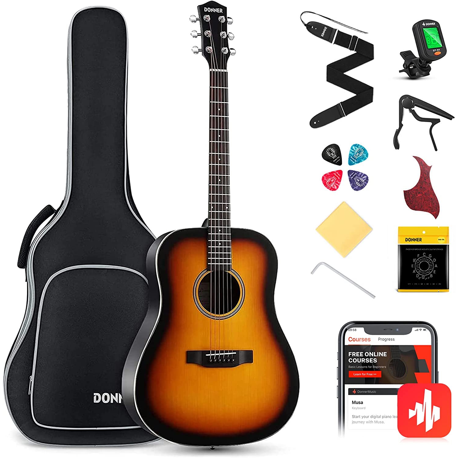 Donner DAG-1S Akustik Gitar Paketi (Sunburst) 1