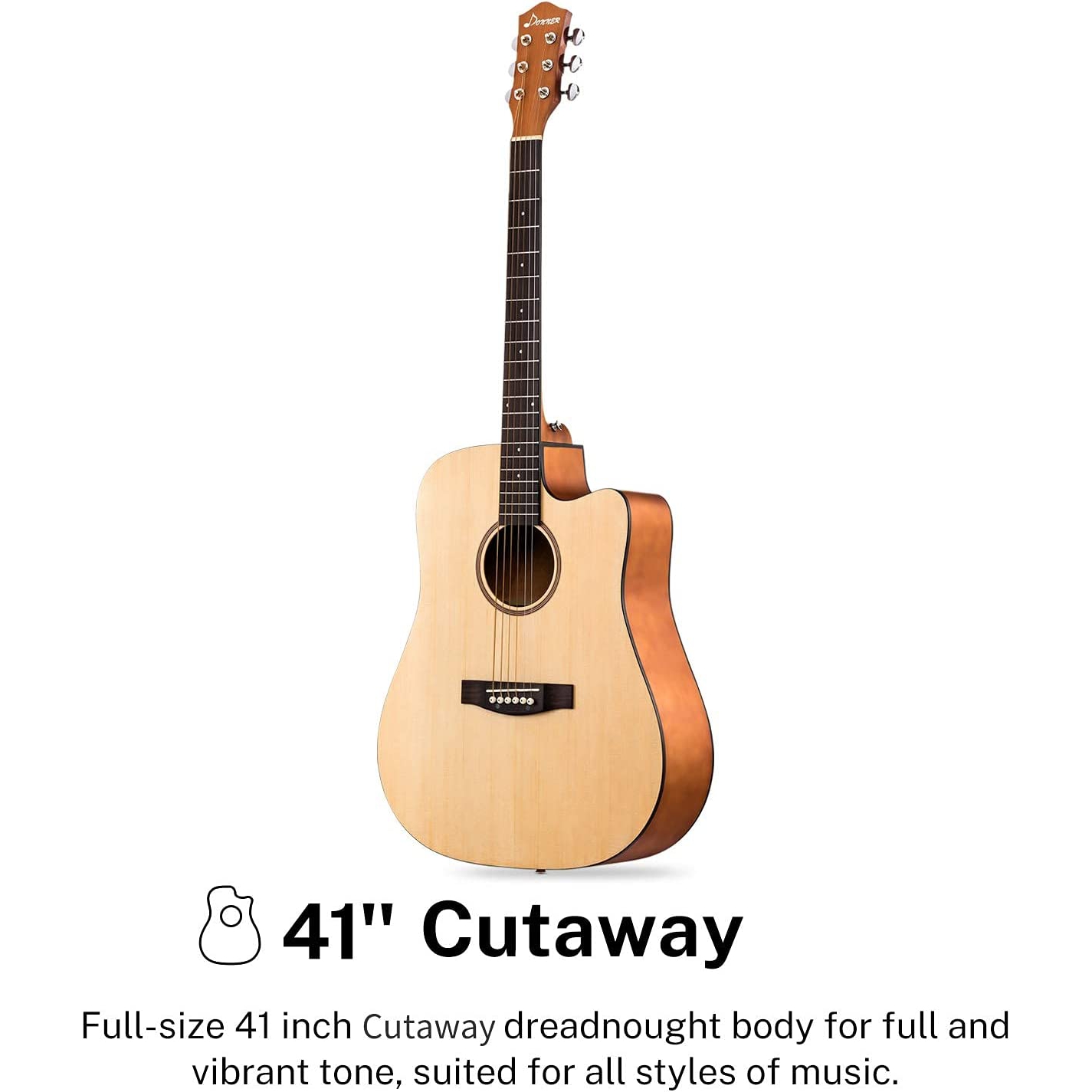 Donner DAD-140C Dreadnought Akustik Gitar Paketi (Natural) 2