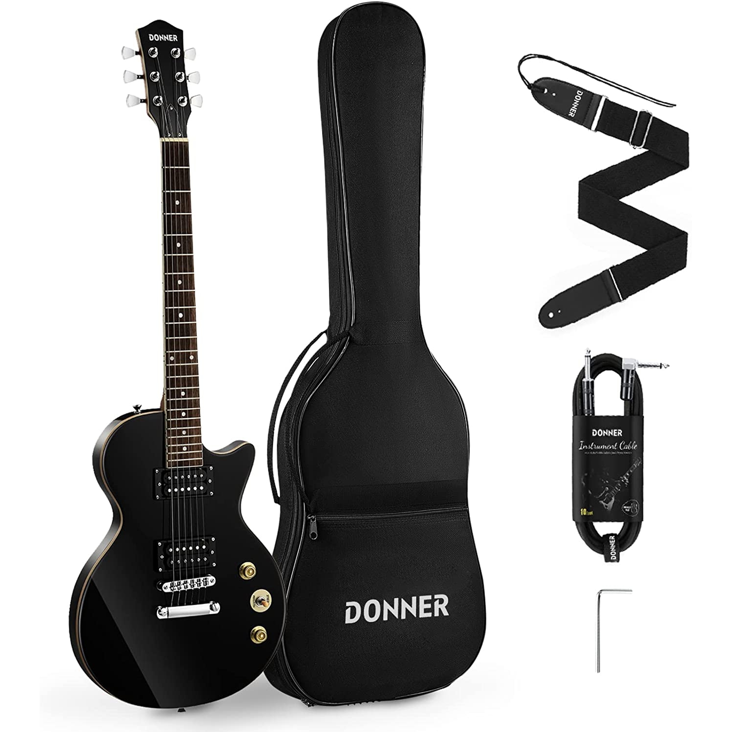 Donner DLP-124B LP Elektro Gitar Paketi (Siyah) 1