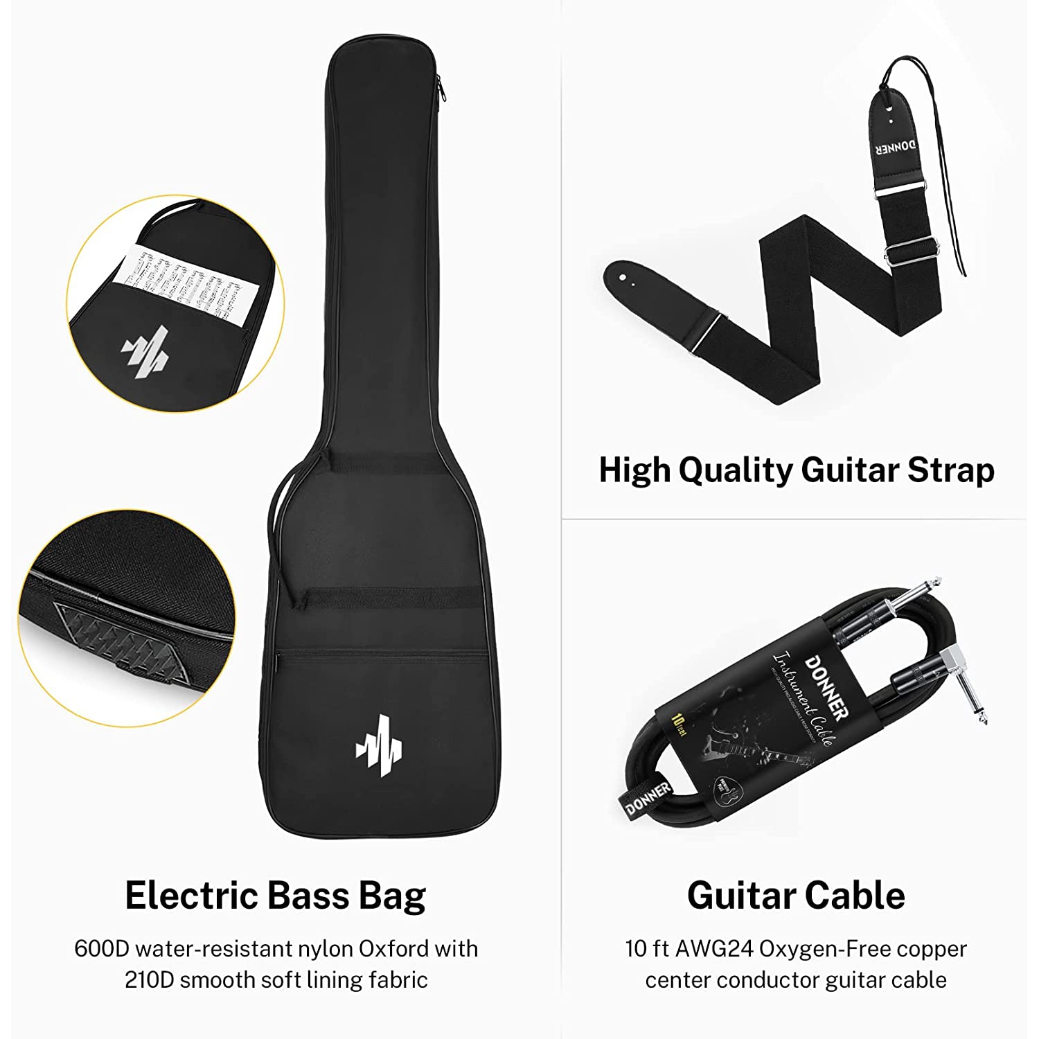 Donner DLP-124B LP Elektro Gitar Paketi (Siyah) 5