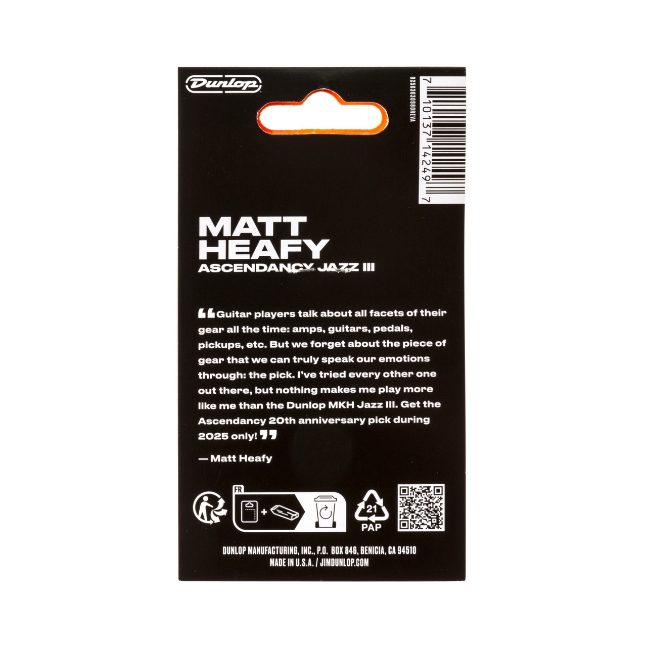 Jim Dunlop Matt Heafy Max Grip Att Heafy Ascendancy 6'lı Paket Jazz III Pena 5