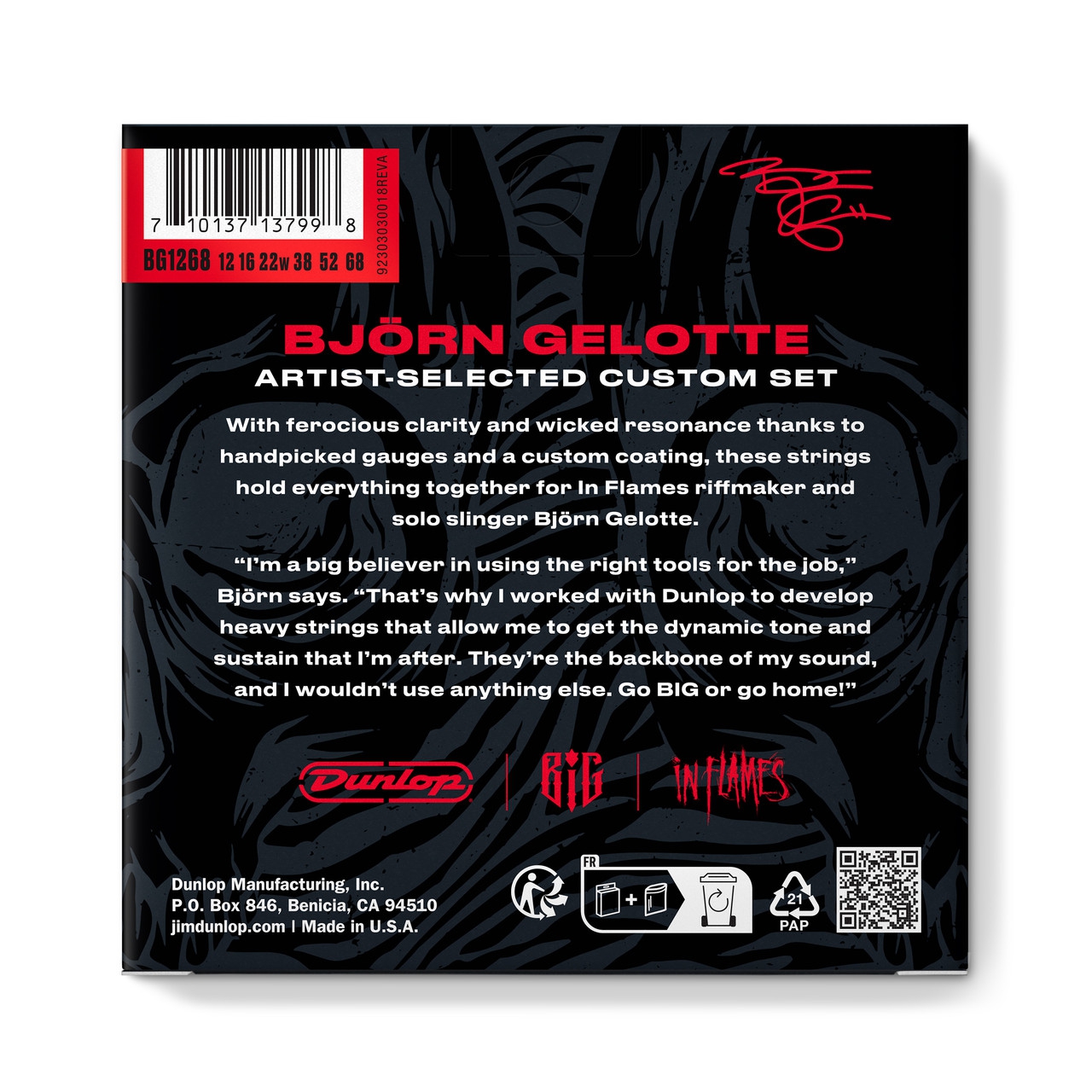 Jim Dunlop Bjorn Gelotte Artist Selected Custom Drop D Elektro Gitar Teli (12-68) 2