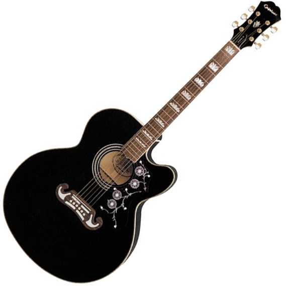 Epiphone EJ-200 CE Gold Elektro Akustik Gitar (Ebony) 5