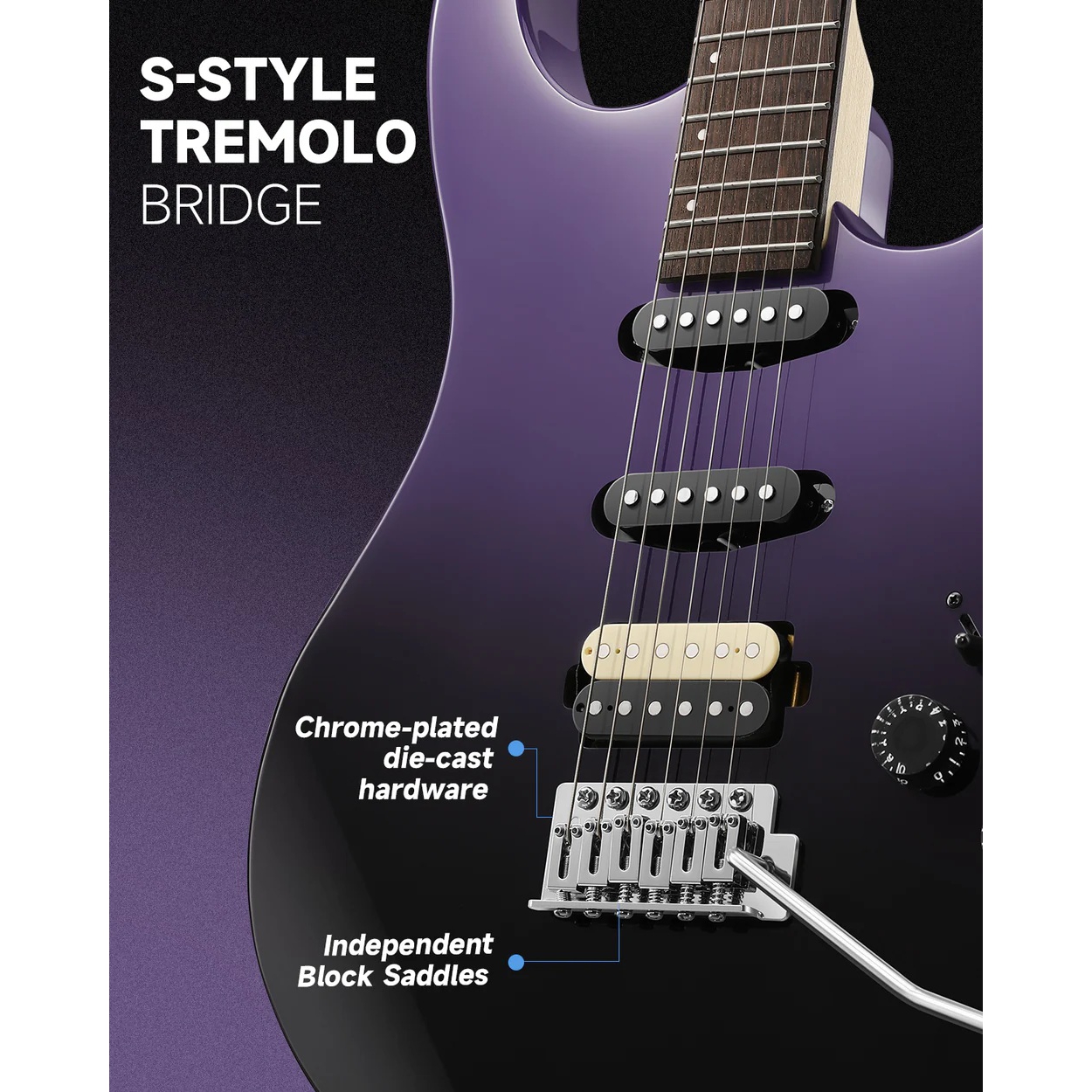 Donner DMT-66 Elektro Gitar (Midnight Purple Gradient) 5