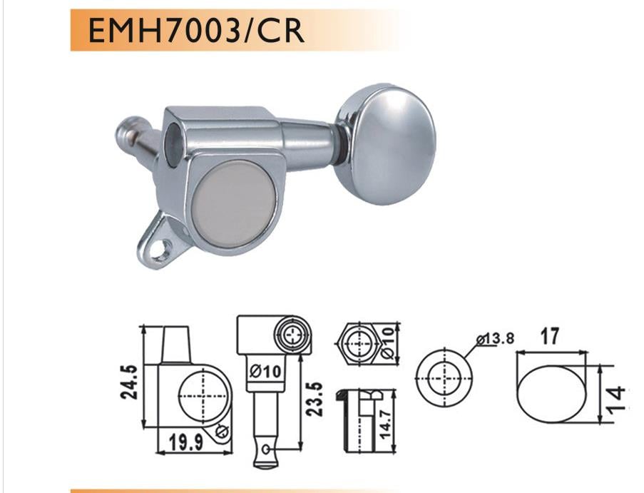 VALENCIA EMH7003CRR6 ELEKTRO GİTAR BURGUSU, 6'LI SET, SAĞ, KROM, YUVARLAK 2