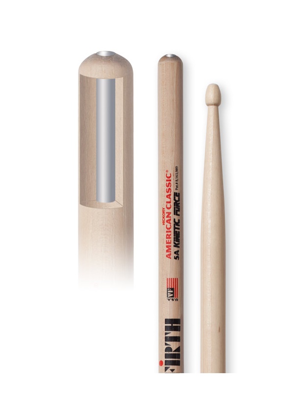 VICFIRTH V5AKF BAGET 5A WOOD KINETIC FORCE, HICKORY, 0.565 1
