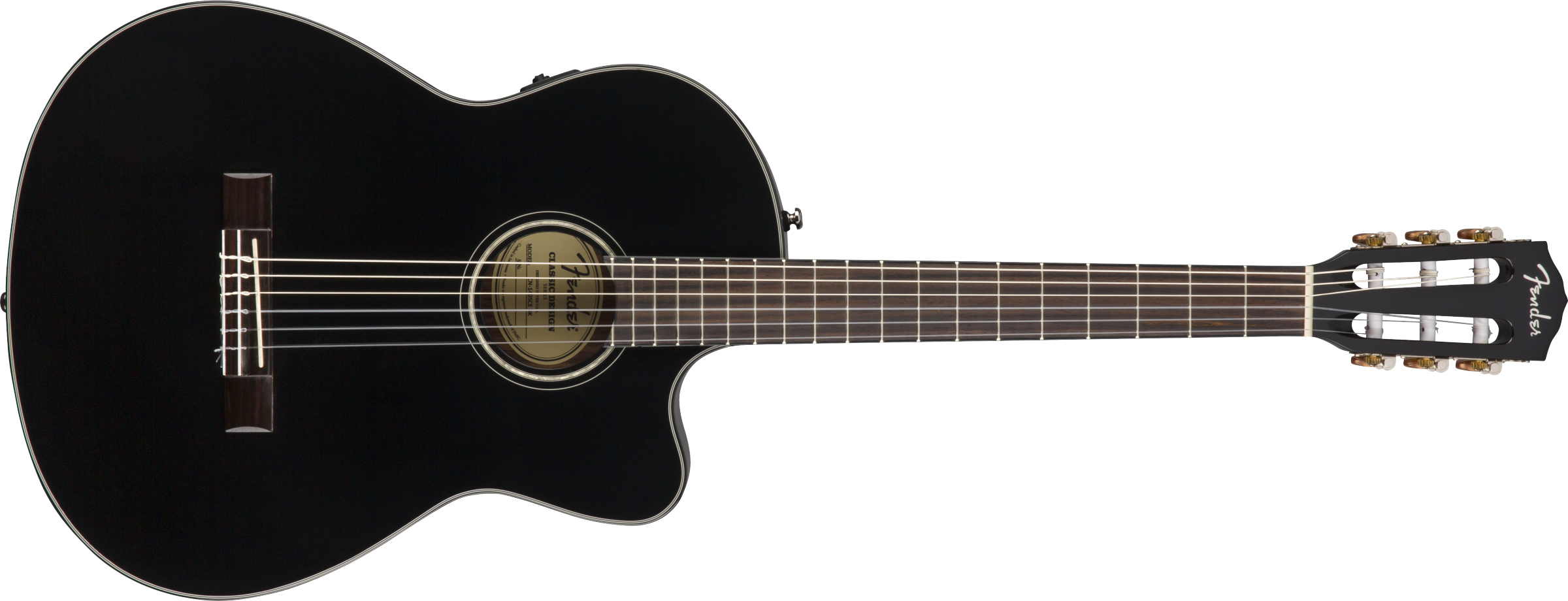 Fender CN-140SCE Nylon Thinline Black Elektro Klasik Gitar 1