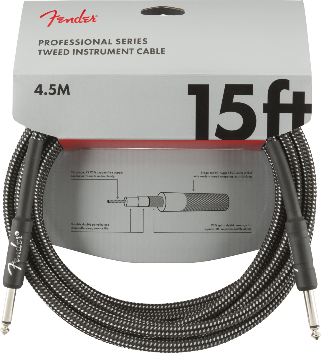 Fender Professional 4m Gri Tweed Enstrüman Kablosu 4