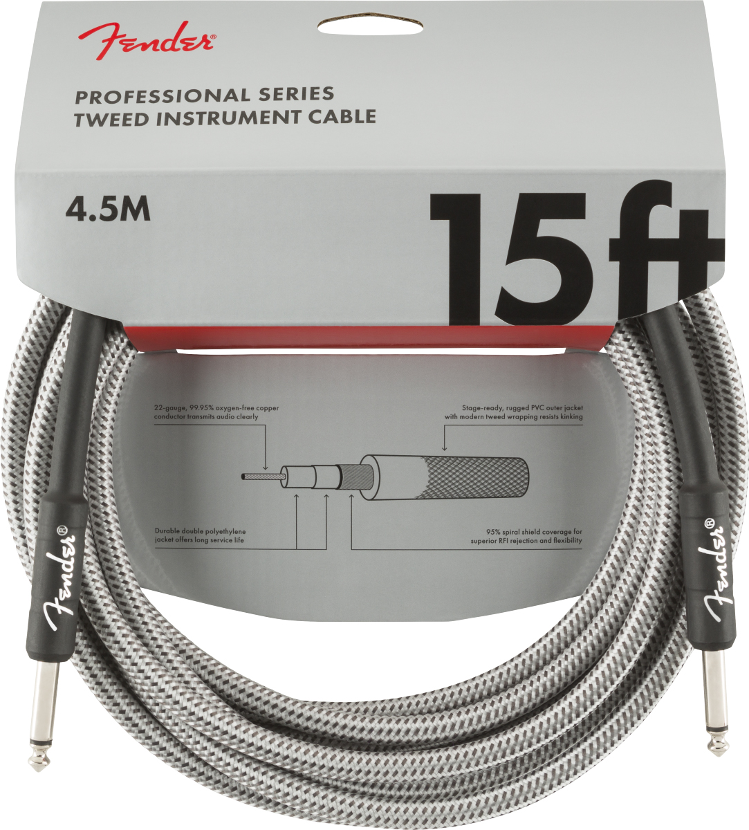Fender Professional 4m Beyaz Tweed Enstrüman Kablosu 4
